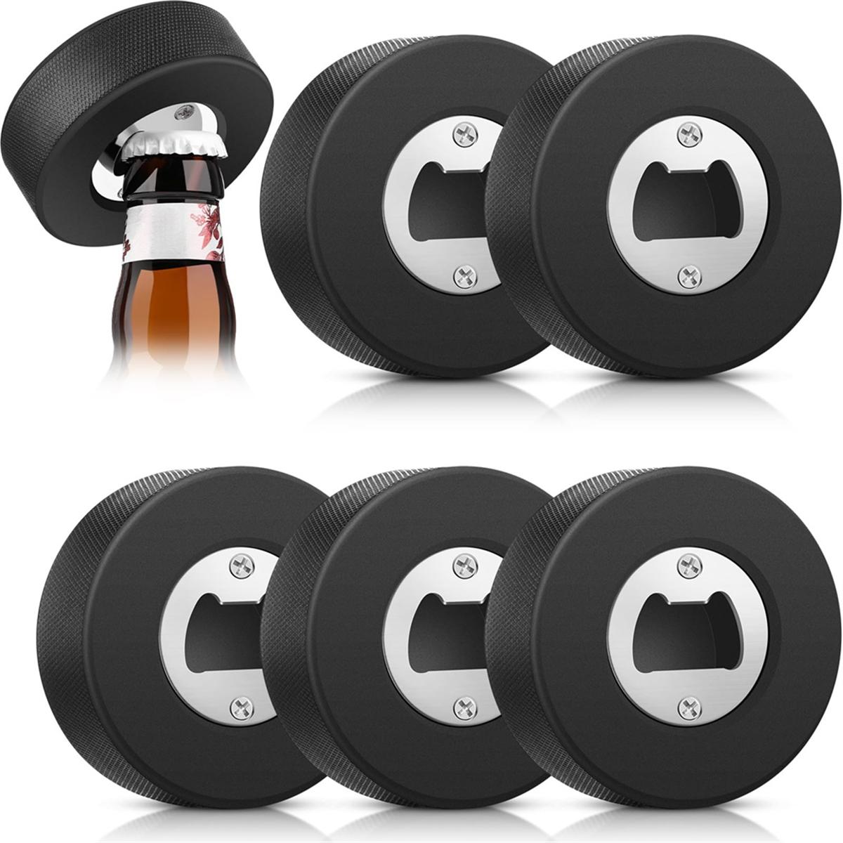 New 6 Pcs Ice Hockey Puck Bottle Openers Stainless Steel Beer Bottle Openers Hockey Gifts for Men Bottle Opener China Mainland