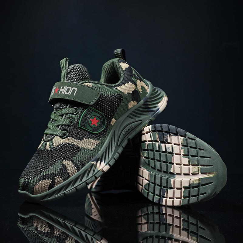 Children's Camouflage Shoes Velcro Running Shoes Lightweight Sports Shoes Student Outdoor Training Shoes
