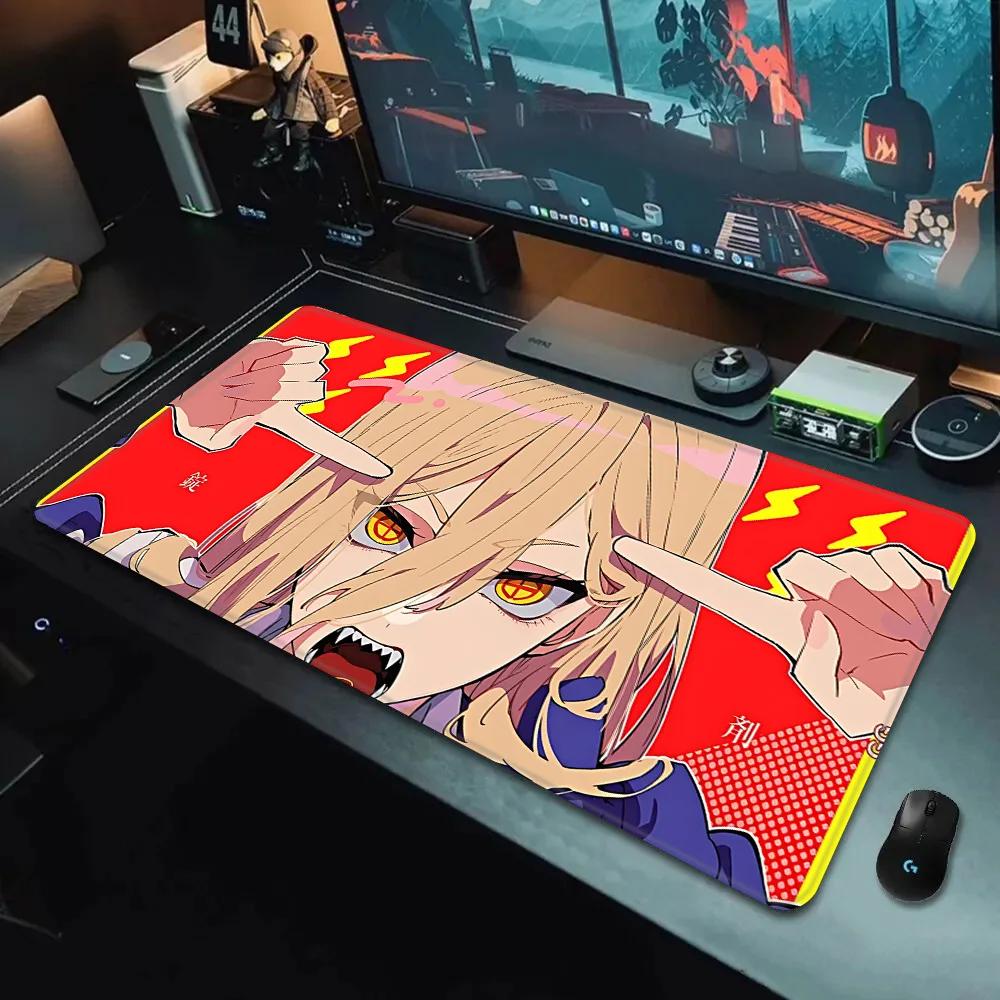 Anime Chainsaw Man Mauspade HD-Druck Computer-Gamer Verriegelungskante Rutschfestes Mauspade XXLxcm Tastatur PC Schreibtischunterlage