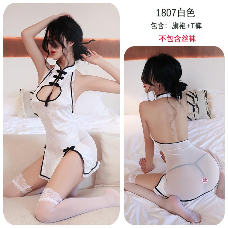 Sex lingerie sexy hollow retro cheongsam hot cosplay split uniform temptation