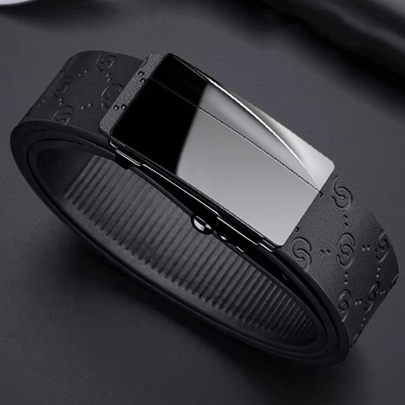 Belt Men'S Leather Casual Simple Men'S Mirror Automatic Buckle Belt Cowhide Young People Versatile Middle-Aged And Young People Belt