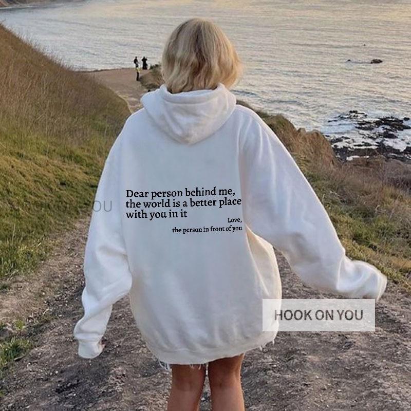 2024 European & American Fashion "Dear Person Behind Me" Loose Hoodie