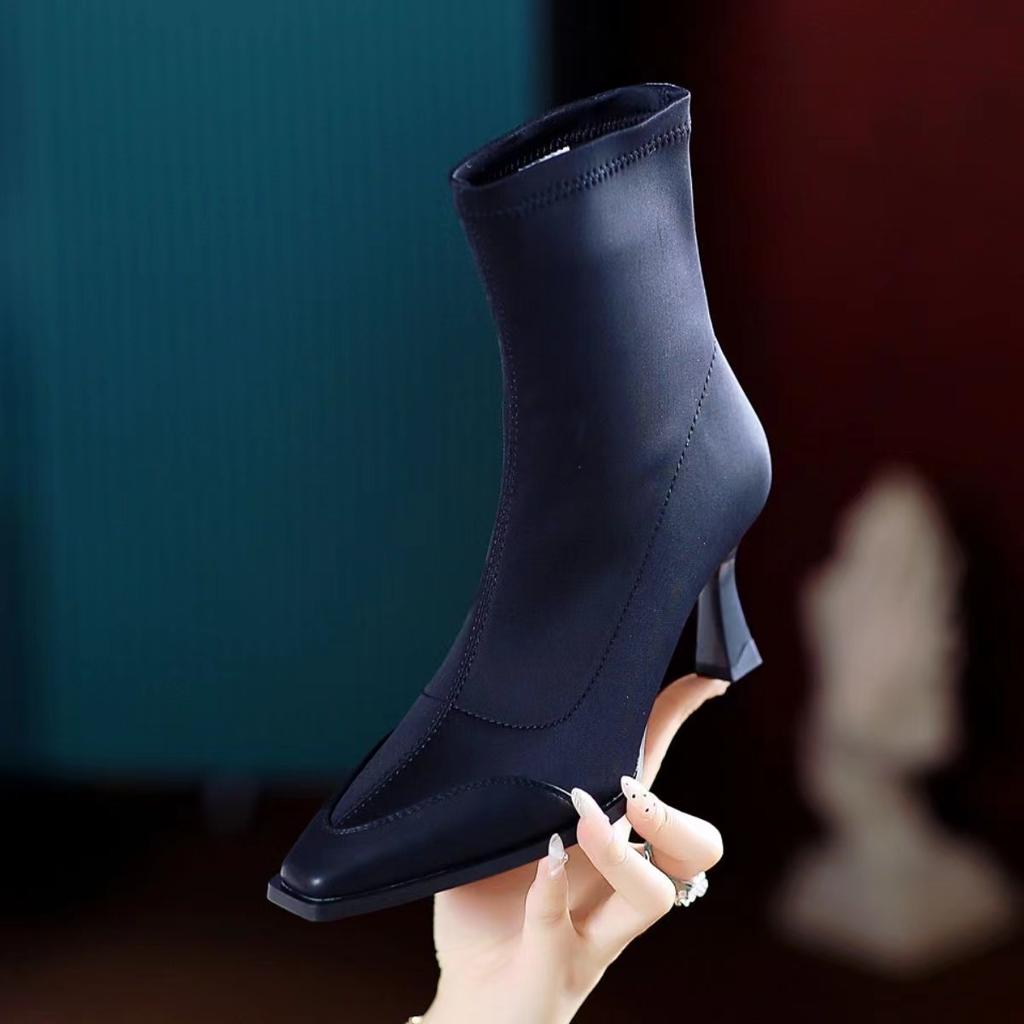 Damen Elegant High Heels Stiefeletten Sexy Spitzschuh Kleiderschuhe Nagelneu Mode Klassische Pumps Chelsea Party Botas Mujer