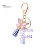 Letter A-Z Key Holder Purple Series Keychain Pendant, Sequins Star Initial Charm Chain with Butterfly Tassel Design, for Bag Purse Backpack Non-fading