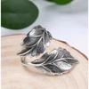 Huitan Punk Leaf Opening Ring for Women Antique Zinc Alloy Color Hip Hop Girls Accessories Vintage Rings Adjustable Finger Zircon