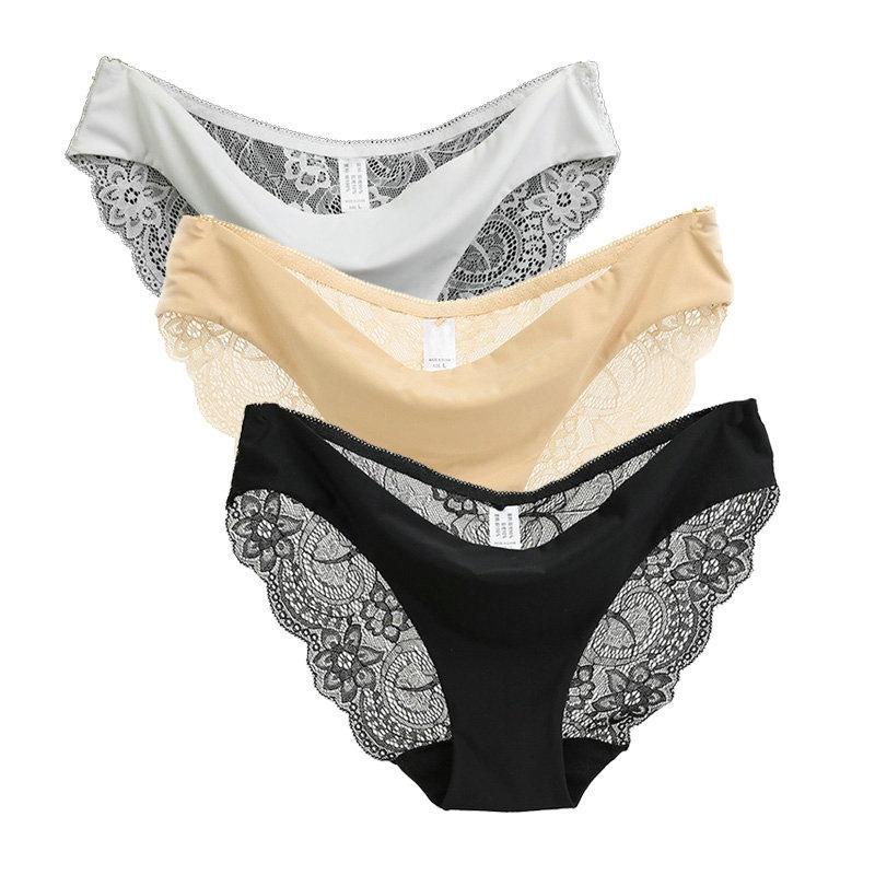 Frauen Spitze Höschen Nahtlose Baumwolle Höschen Hohl Slips Unterwäsche 3 teile/los