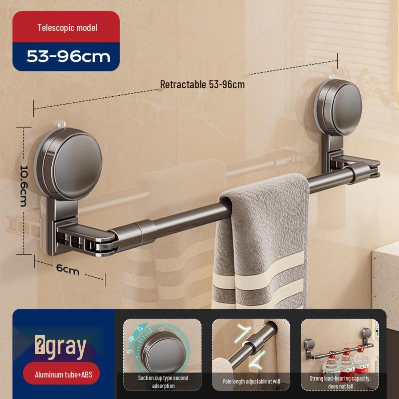 Retractable No-Drill Suction Cup Towel Rack for Bathroom and Toilet