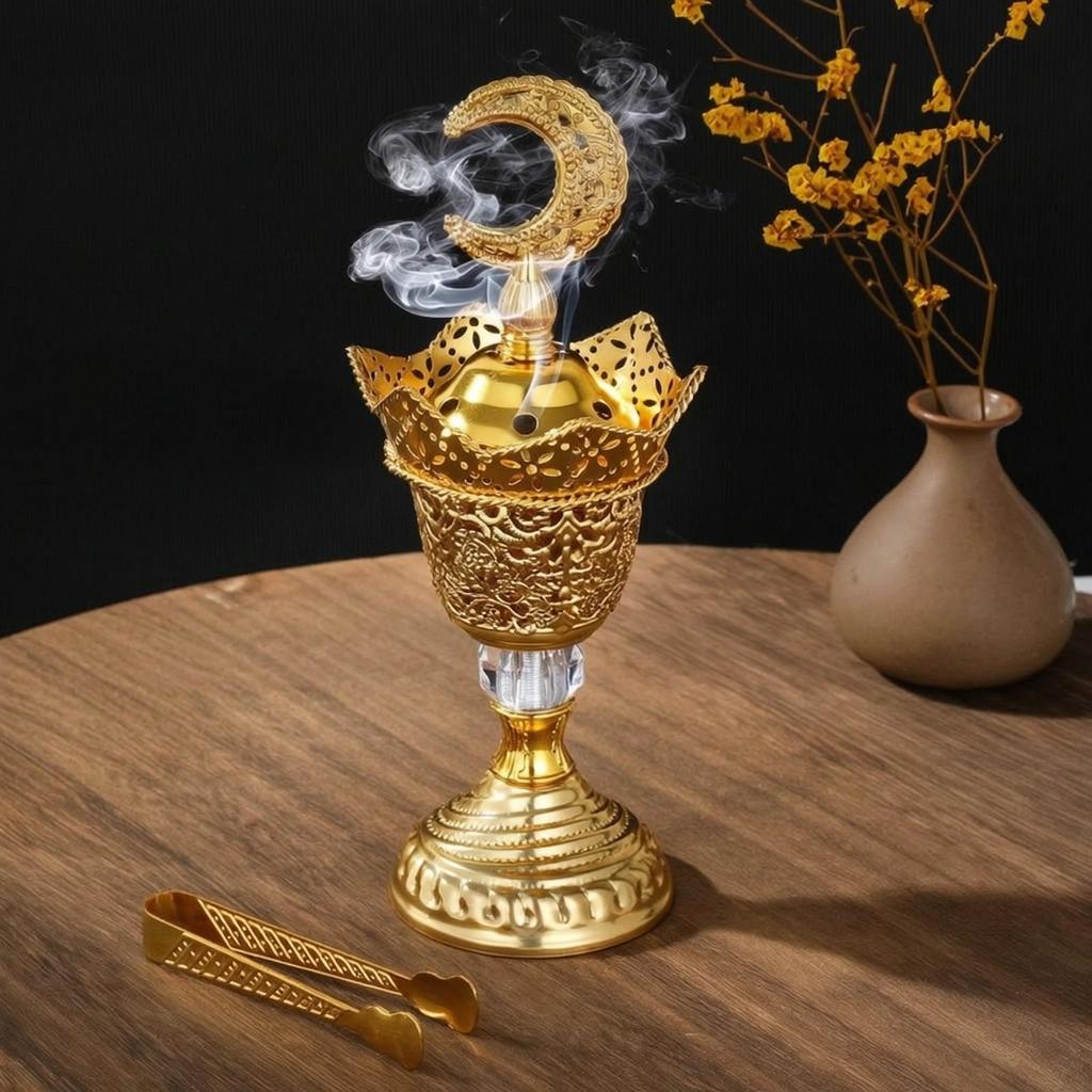 Freestanding Iron Scenting Agent Smoke Burner Decorative Ornate Perforated Oud Luxurious