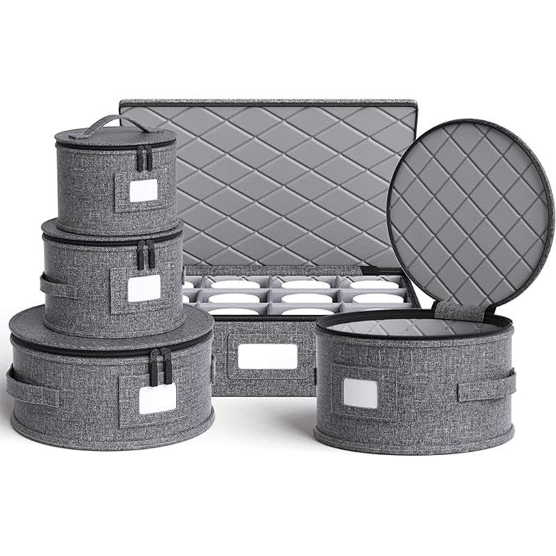 Cationic 5-Piece Bowl & Dish Storage Set with Round Zippered Lids