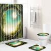 Healing Tree Hole Bathroom Shower Curtain Floor Mat Toilet Cover Foot Mat Four-Piece Set