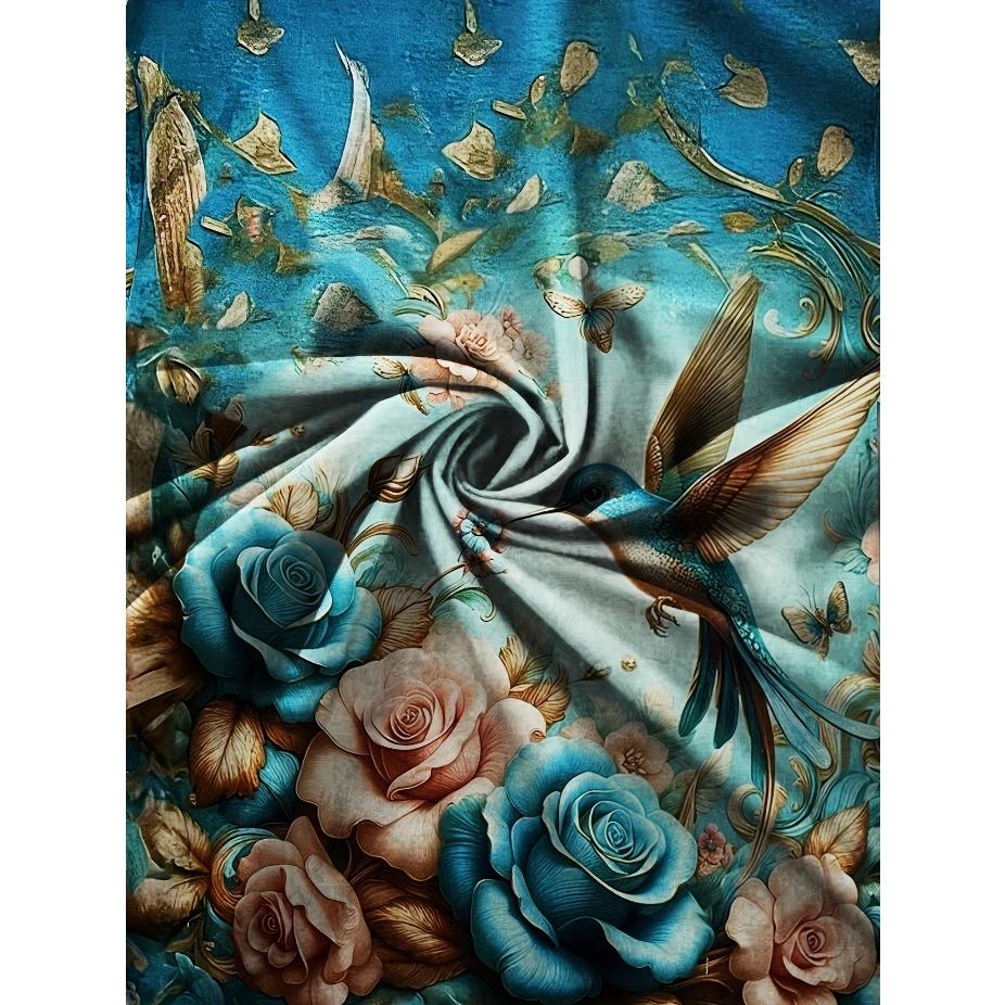 Plus Size Casual T-shirt, Women's Plus Colorful Butterfly Print Short Sleeve V Neck Medium Stretch Top