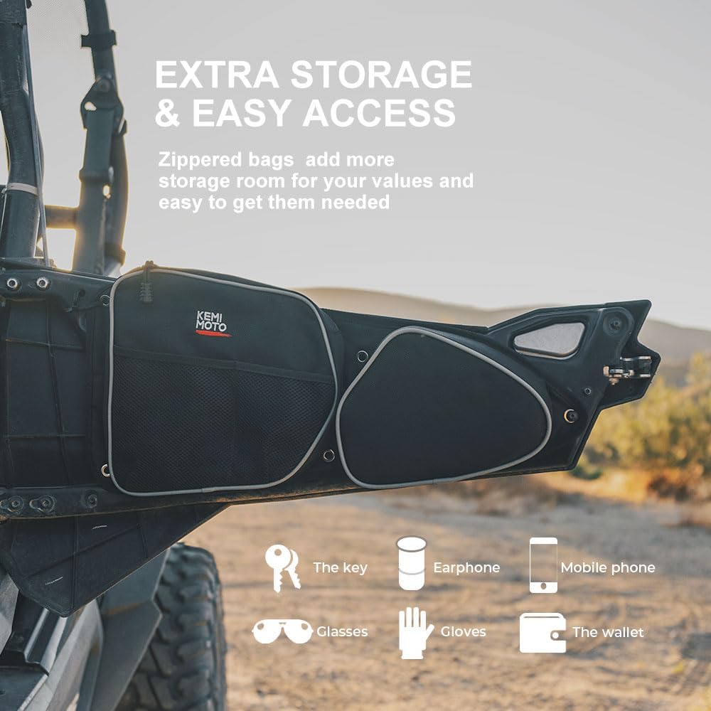KEMIMOTO Side Door Bags Compatible With RZR, UTV Front Door With Knee Pad, Driver And Passenger Side Storage Bag Set Compatible With Polaris RZR XP