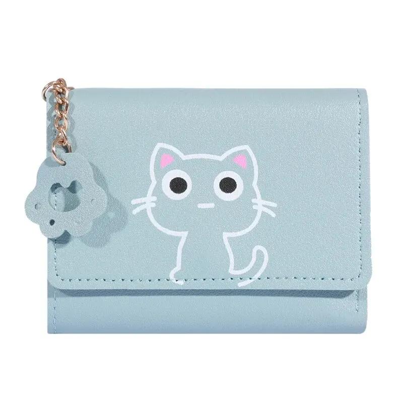 Neu Kleine Brieftasche Weibliche Katze Kurze Falten Personalisierte Student Nette Mini Mode
