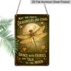 2D Flat "May You Touch Dragonflies and Stars" Fairy Moon Metal Aluminum Sign - Retro Boho Wall Decor 8*12 Inch Garden Decor Patio Decor Boho Home