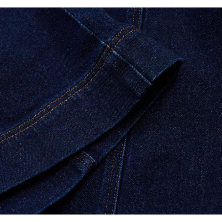 Levis Solid Color Vintage V-Neck Waist-Defining Versatile Slim Fit Denim Short Sleeve Dress Women Dresses Dark-Blue A6814-0000