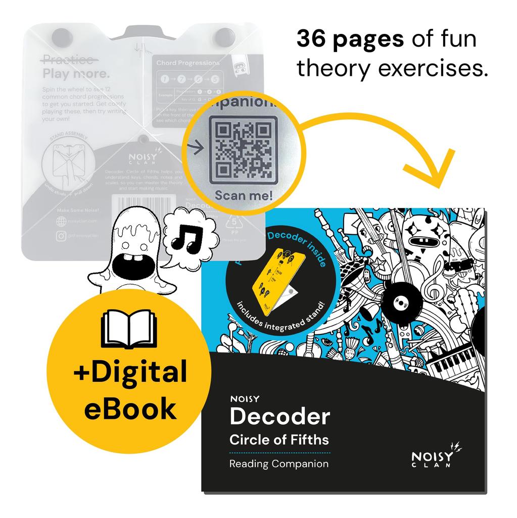Circle of Fifth Wheel Tool with Built-in Stand - Music Theory Chord & Key Decoder for All Instruments - Easily Learn Progressions, Scales & Keys -