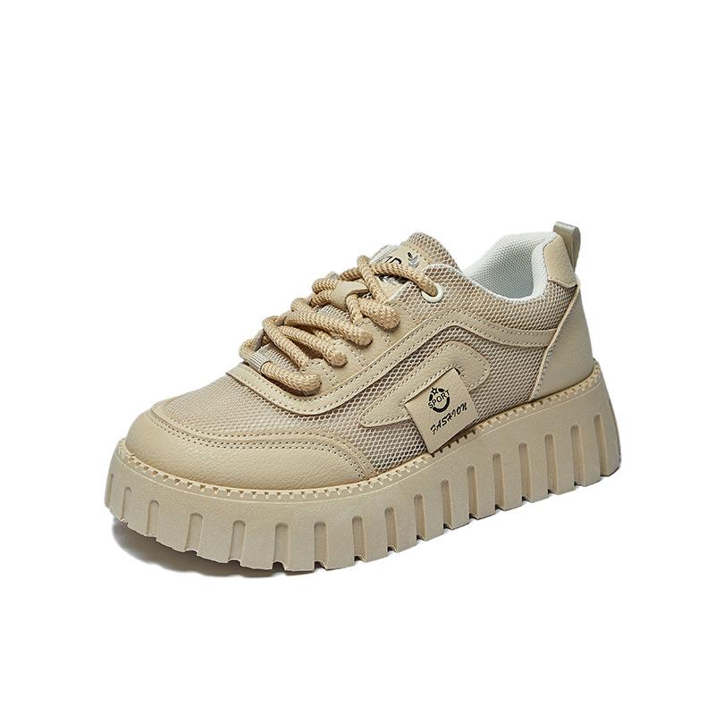New Summer White Shoes for Female Students' Height-enhancing Breathable Sports Shoes Trendy Casual Shoes