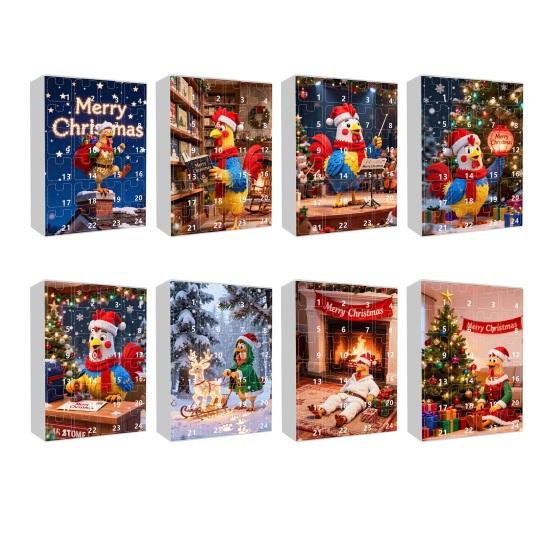 2025 Christmas Chick Advent Calendar 24-Day Countdown Box with Happy Chicken Ornaments Festive Tree Decorations for Kids