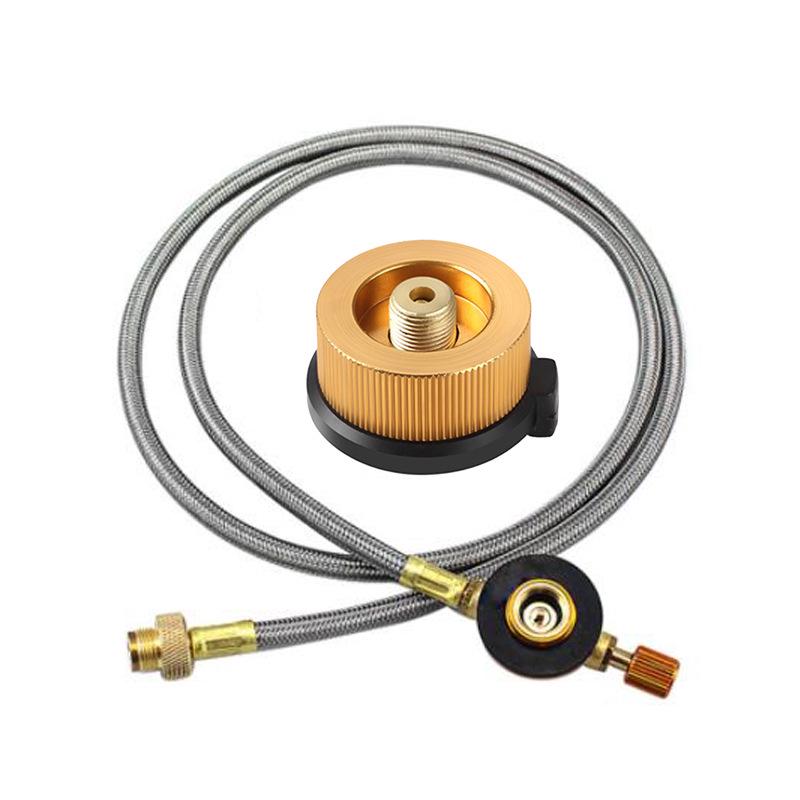 German Standard LPG Stove Head: Outdoor Gas Can Adapter with Long Flat Cassette and Inflatable Valve Connector Pipe