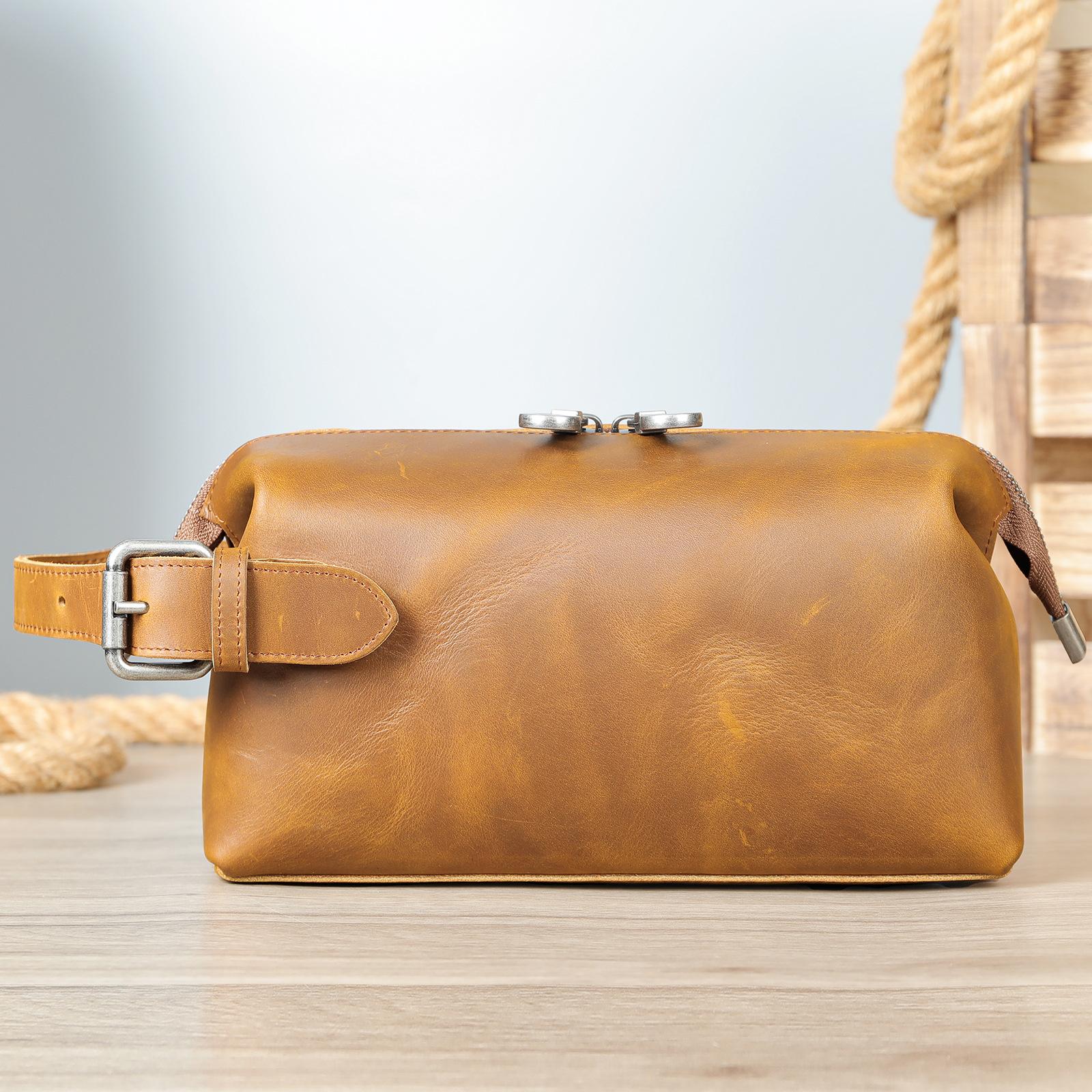 

Сумка нагрудная из натуральной кожи Crazy Horse, мужская сумка через плечо, винтажная сумка через плечо из натуральной коровьей кожи коричневый