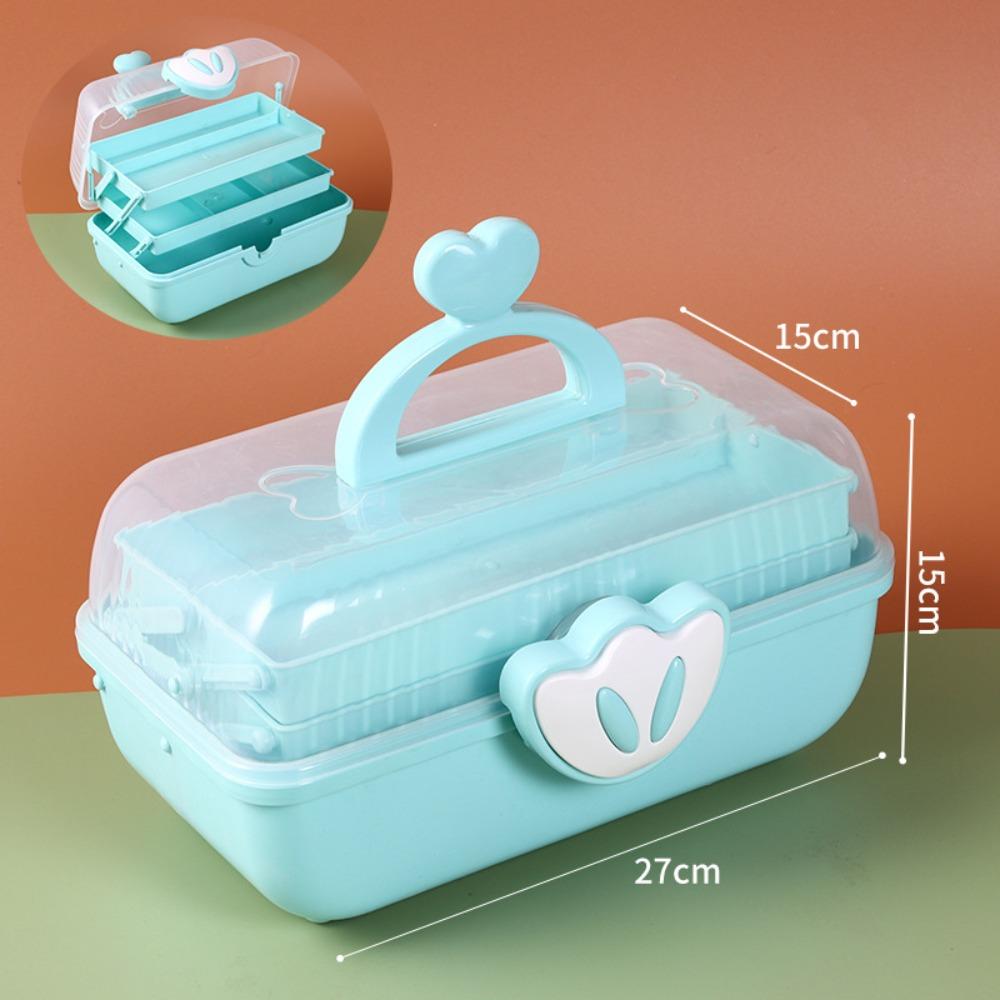 3 Layers Hairpin Storage Box Foldable Transparent Lid Toy Organizer Box Cartoon Large Capacity Jewellery Box Hair Accessories