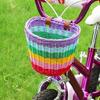 Kids Bikes Front Basket Rainbow Color Plastic Wovens Bikes Basket Easily Install