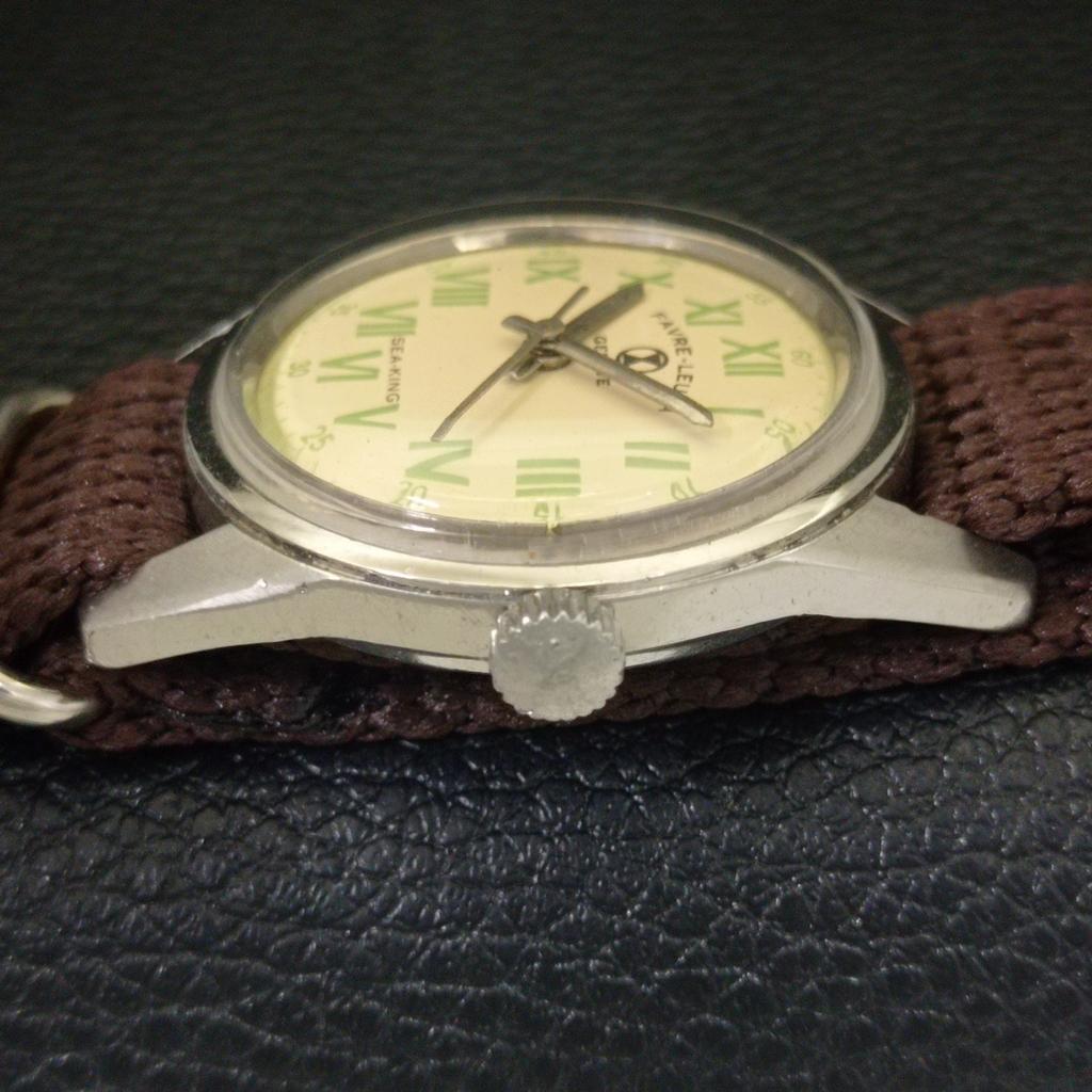 VINTAGE FAVRE LEUBA SEA KING HAND-WINDING SWISS MENS CREAM DIAL WATCH A703806-1 R213f-a703806