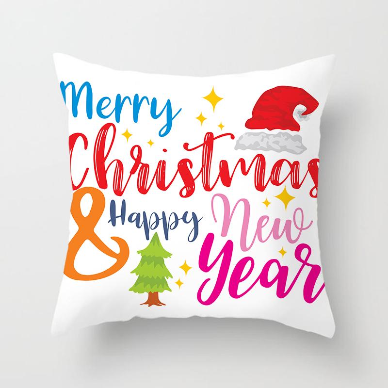 Merry Christmas Printed Pillowcase Christmas Style Cushion Cover Home Sofa Decor Throw Pillowcase