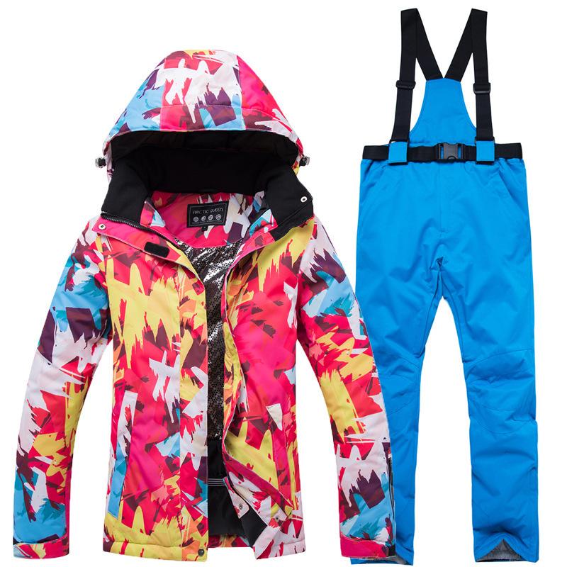 Winter Outdoor Ski Suit, Women's Thermal Snowboard and Snowboard Ski Pants Suit.