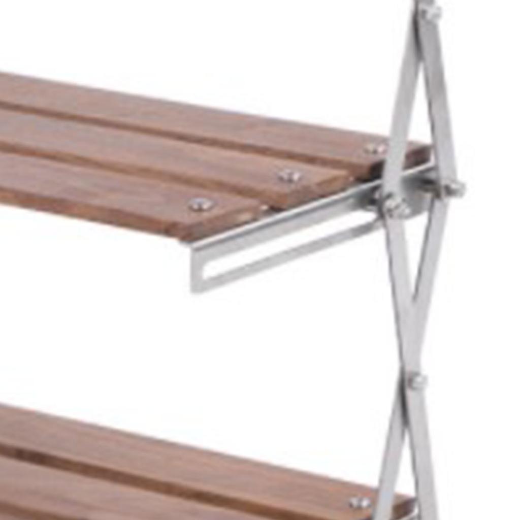 3 Tier Wood Shelving Strong Load Bearing Fine Polishing Metal Beech Wood Folding 3 Tier Shelves for Camping Chrome