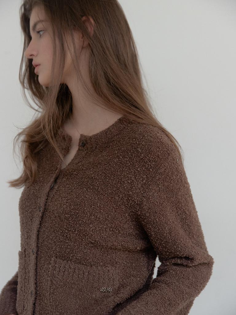 Asula Boucle Texture Cardigan (Brown)