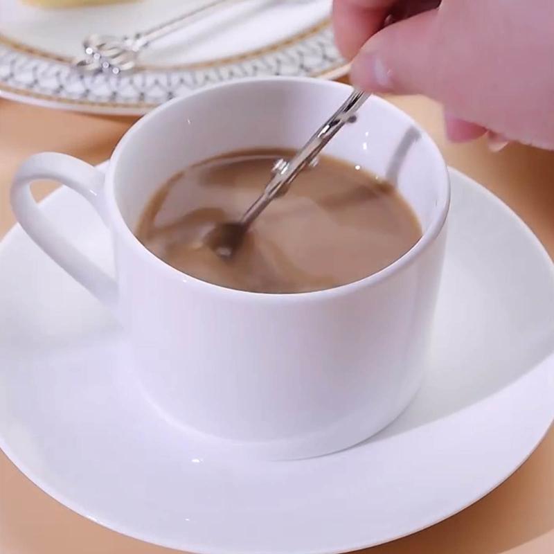 Pack Of 6 Elegant Vintage Dessert Coffee Spoons Crystal Zincs Alloy Carving Stirring Utensils For Home Teas Parties