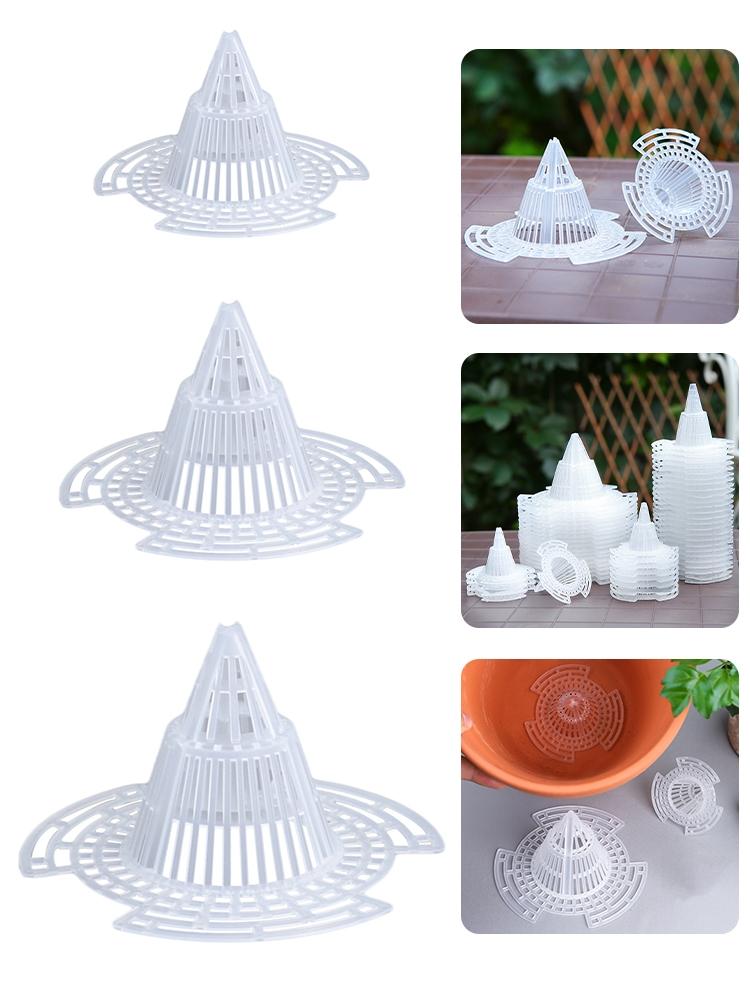 5PCS Flowerpot Bottom Filter Net 3D Flowerpot Gasket Leak Proof Soil Conical Cushion Mesh Breathable Insect Proof Gasket