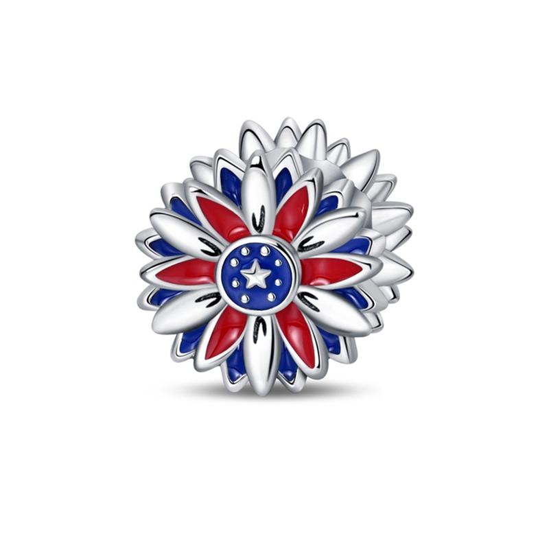 Original 925 Sterling Silver Charms Bead American Flag Independence Day Pendant Fit Original Bracelet For Women DIY Jewelry Gift