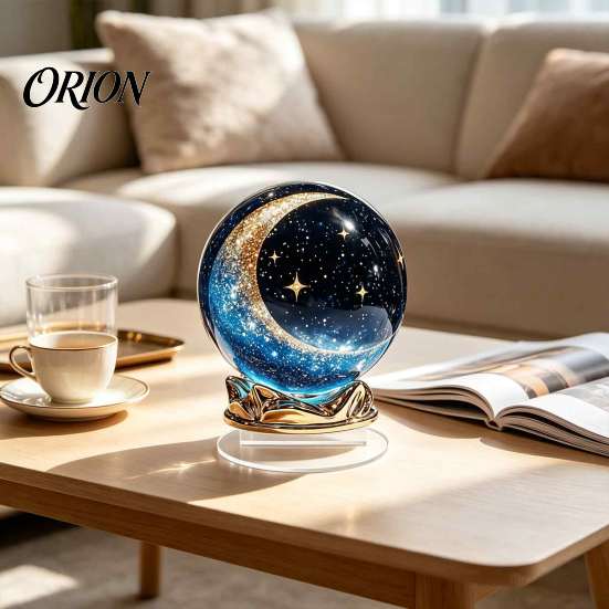 Sternenhimmel Geschenke Mond Stern/Fee Kristallkugel Ornament, Dekorative Acryl Kugel für Schlafzimmer Wohnzimmer Langlebige Balkon Ornamente Zimmer Schreibtisch Dekoration,