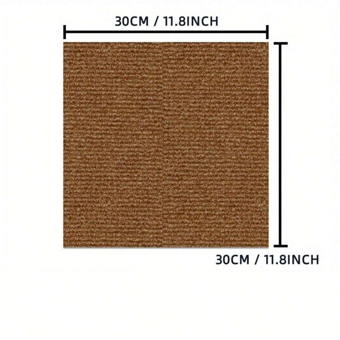

10pcs 30x30cm Easy-to-Install Self-Adhesive Striped Carpet For Office, Living Room, and Bedroom Mats With Aluminum Foil Bottom - 10pcs