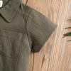 Summer Casual Cotton Linen Polo & Shorts Set for Boys – Solid Color with Turn-Down Collar