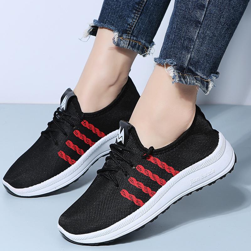 New women's shoes spring and autumn versatile breathable flying weaving women's comfortable casual shoes women's sports shoes running casual
