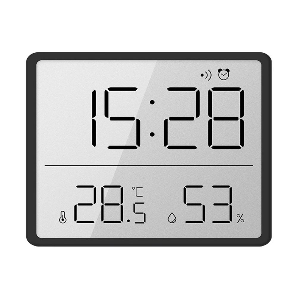 Lcd Digital Alarm Clock Large Screen Displays Multi-functional Magnetic Design Thermometer Meter Humidity Monitor