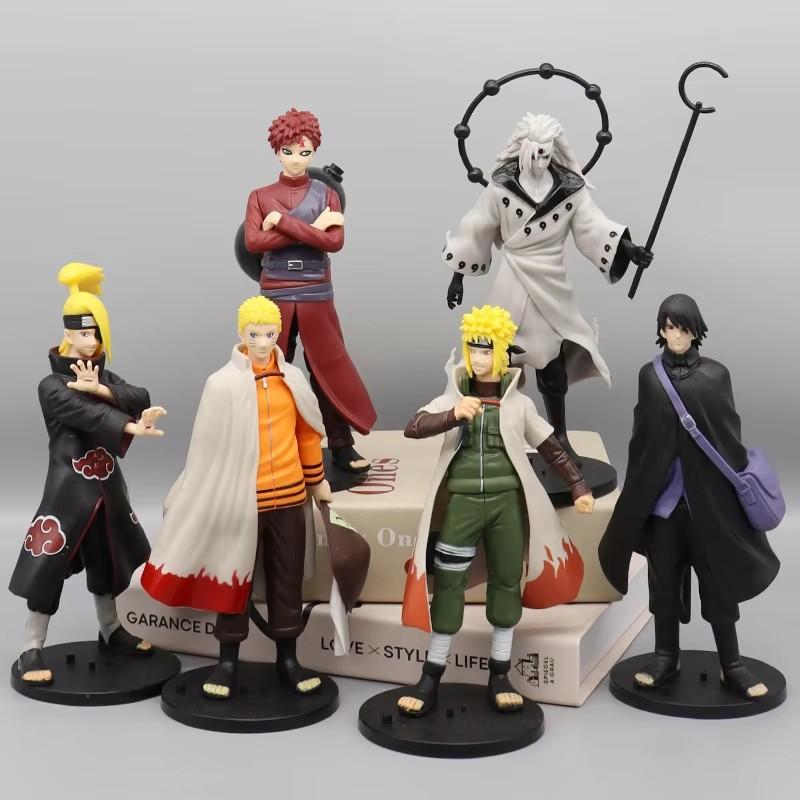 

Anime Naruto Sasuke Gaara Anime Action Figure Model Gifts Collectible Figurines for Kids 19CM 6 Pieces In A Set