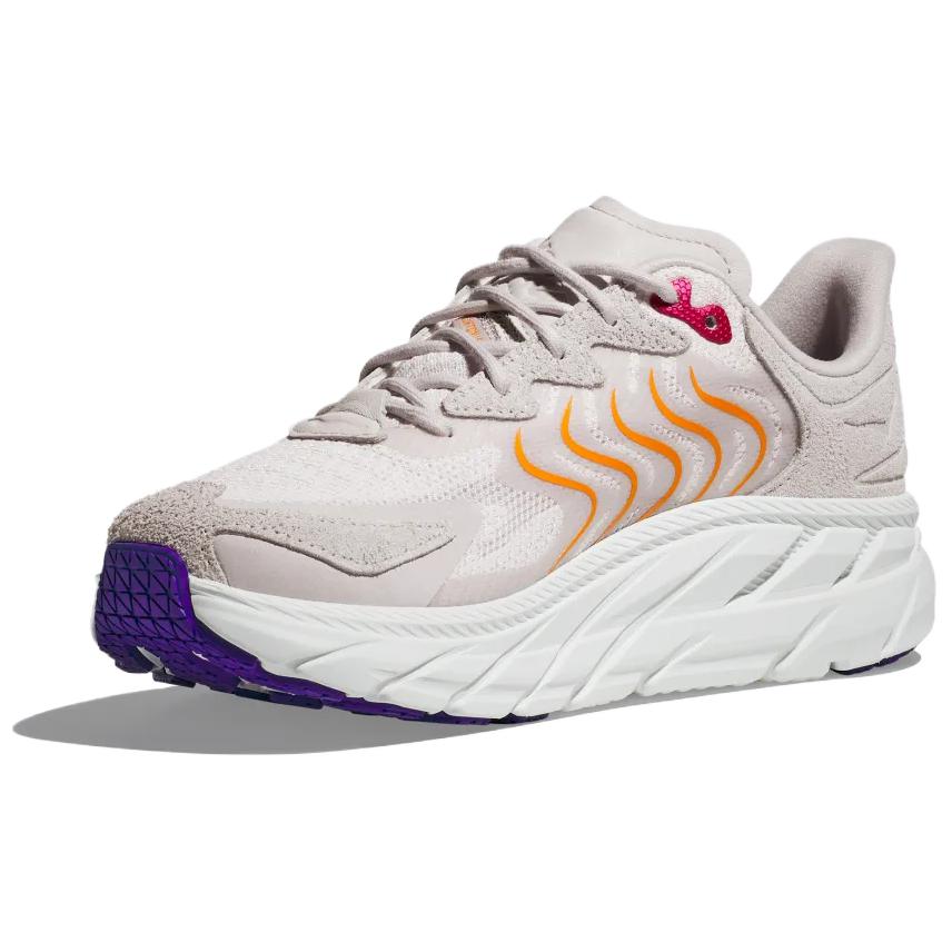 Hoka One One Vibrant Bloom Clifton Ls Cushioning Durable Low Top Casual Running Shoes Unisex Sneakers Gray Orange 1141550-NBS