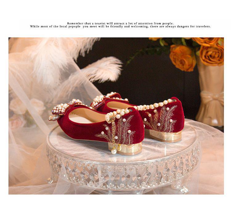 Pantofi de Nuntă Xiuhe cu Toc Înalt din Piele Suede Burgundy pentru Mirese și Femei Gravide