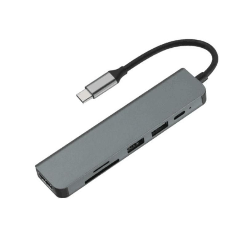 6-in-1 USB Hub Docking Station with TF/SD Card Reader, HDMI, and RJ45 Network Port Expansion