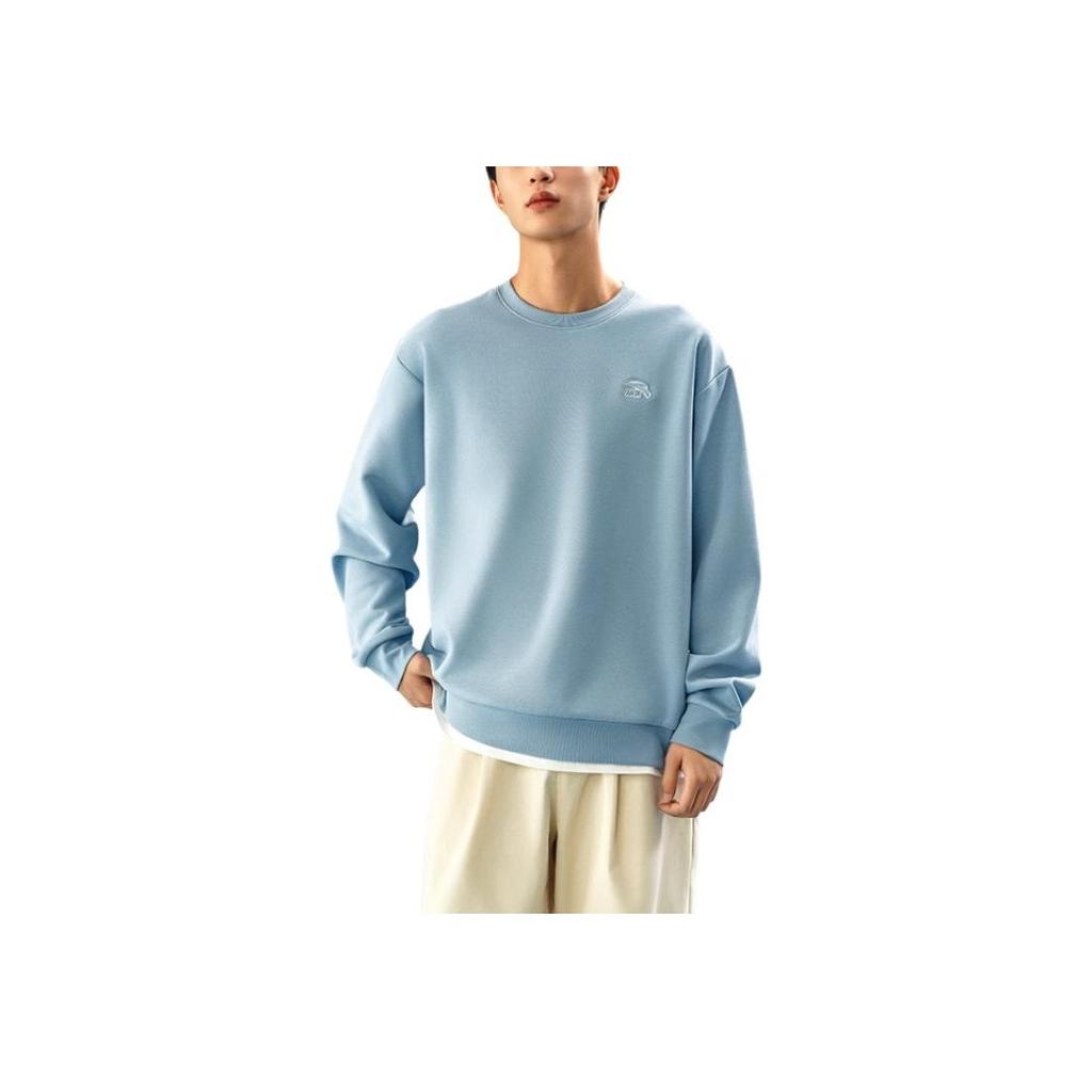 Anta Comfortable Casual Round Neck Pullover Sweatshirt Men Sweatshirt Light-Blue 972448712-2