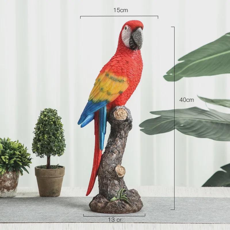 Nordic Pastoral Style Parrot Ornaments - Creative Bird Models for Living Room, Wine Cabinet, TV Stand, and Entryway Decor.