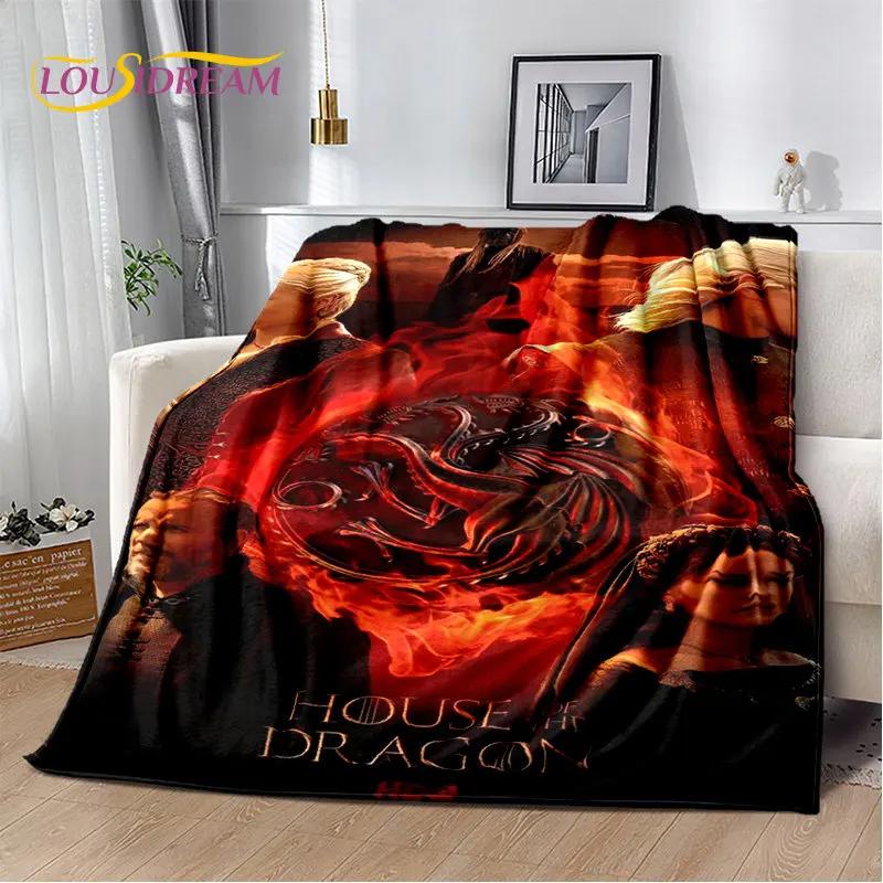 House of The Dragon TV-Film Weiche Plüschdecke, Flanelldecke Überwurfdecke für Wohnzimmer Schlafzimmer Bett Sofa Picknickdecke Kinder