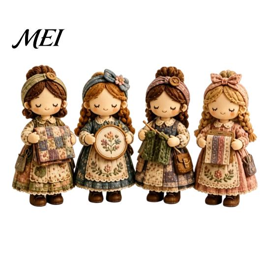 Stress Relief Craft Patchwork Girl DIY Kit, 3D Doll Sewing Set with Pre-Cut Beginner Kit Fabric Thread Needles, Cute for Home Decor Handmade