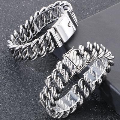Pulsera vintage de eslabones cubanos de 18/22 mm de ancho para hombre, moderna pulsera de acero inoxidable, accesorio de joyería para hombre.