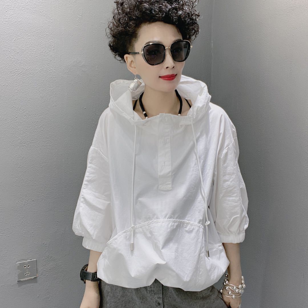 

Однотонные свободные повседневные толстовки с капюшоном для женщин с высоким воротом и длинным рукавом из хлопка с капюшоном, свободная толстовка для женщин L белый