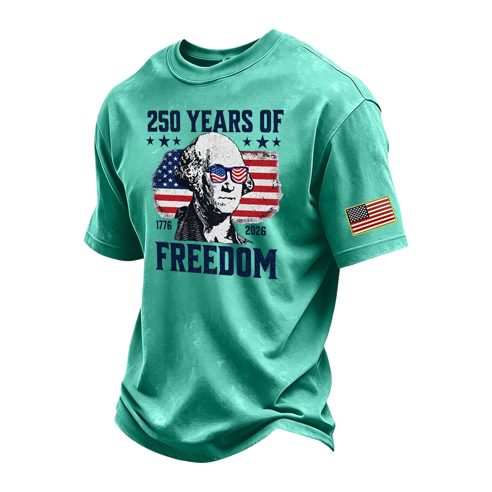 

Men s Vintage Washed Short Sleeve Crew Neck T Shirt with Independence Day Graphic Print Patriotic Design Casual Fit M зелений